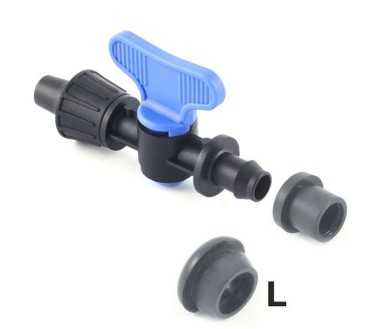 Valve with dripline-Ø15 mm gasket offtakes, from PE or PVC pipe